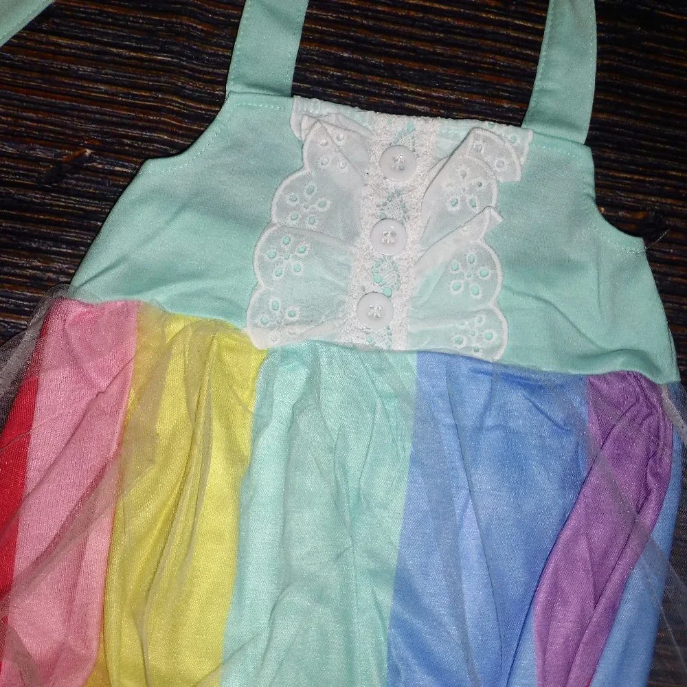 Baby Girls Rainbow Tutu Romper Jumpsuit